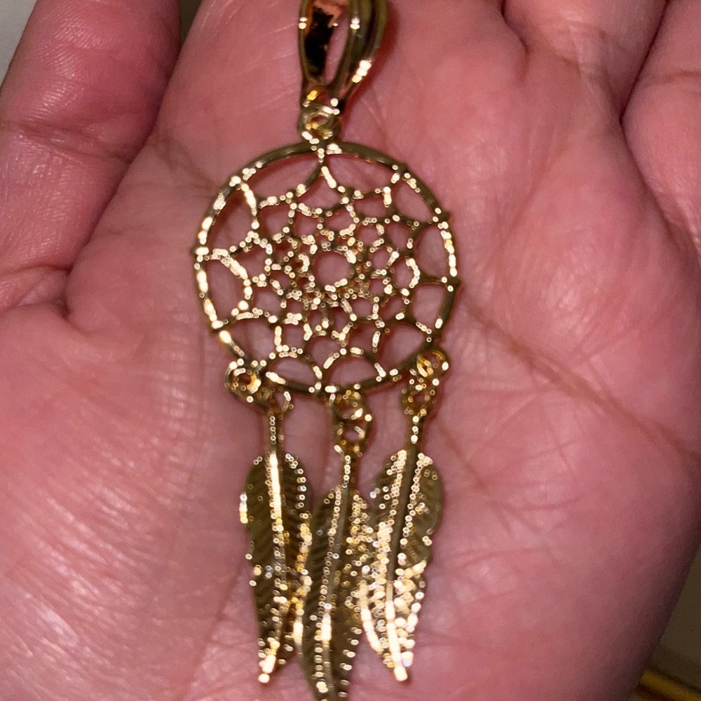 Dream catcher pendant. Gold plated
